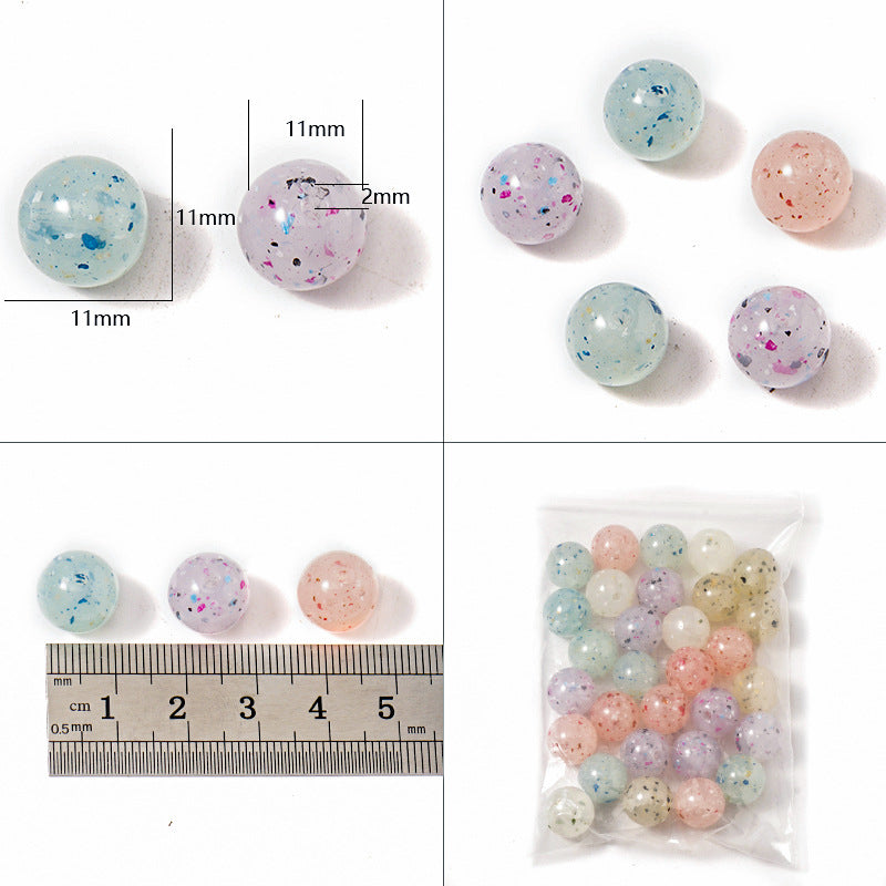 Wholesale 20pcs/pack Acrylic Shiny Imitation Marble Jelly Color Straight Hole Round Beads